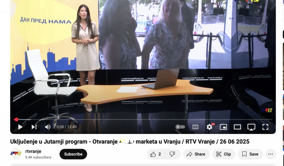 Nane, be'aj be iz kadar: Cucka uklanja uljeza ispred novog marketa. Foto YouTube (printscreen kanal RTV doo)