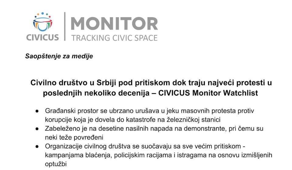 Foto printscreen saopštenja GI