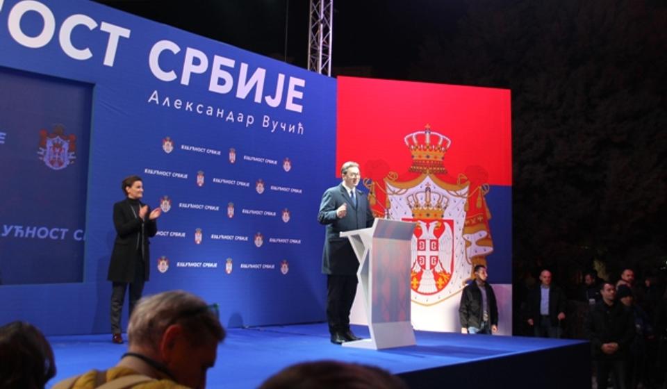 Aleksandar Vučić na prošlogodišnjem mitingu u Vranju. Foto Vranje News