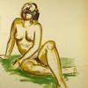 Foto ilustracija (Esther Meyer - Female Nude Sitting on Green)
