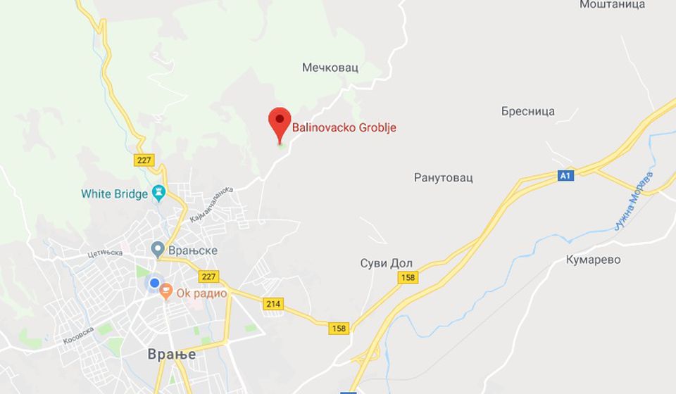 Lokacija gde je pronađeno telo. Screenshot VranjeNews