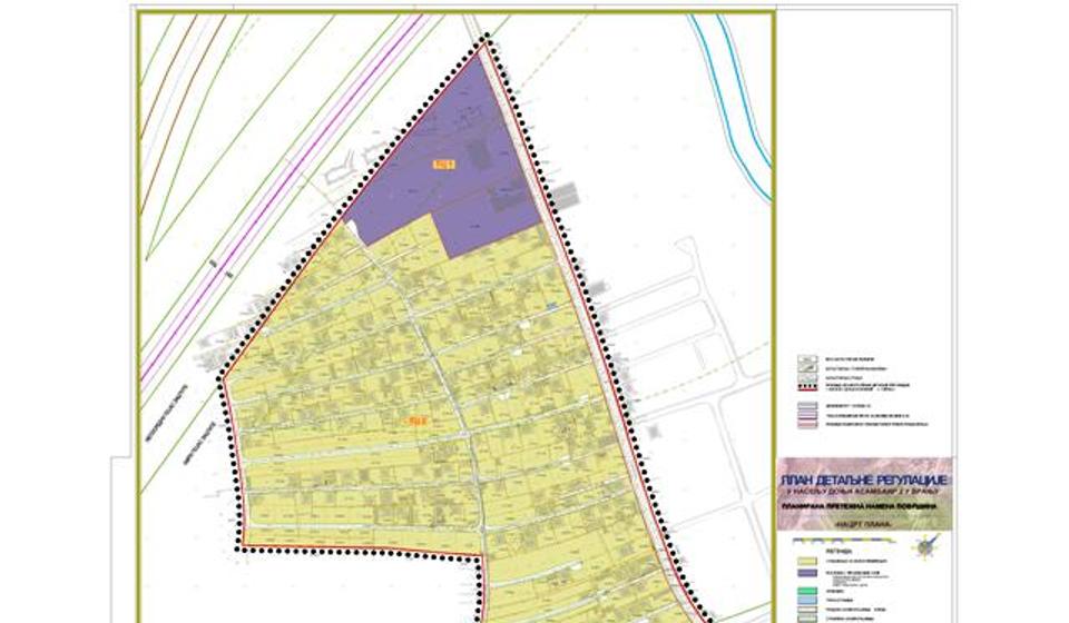Nacrt Plana detaljne regulacije naselja Donji Asambair 2 u Vranju. Screenshot Grad Vranje