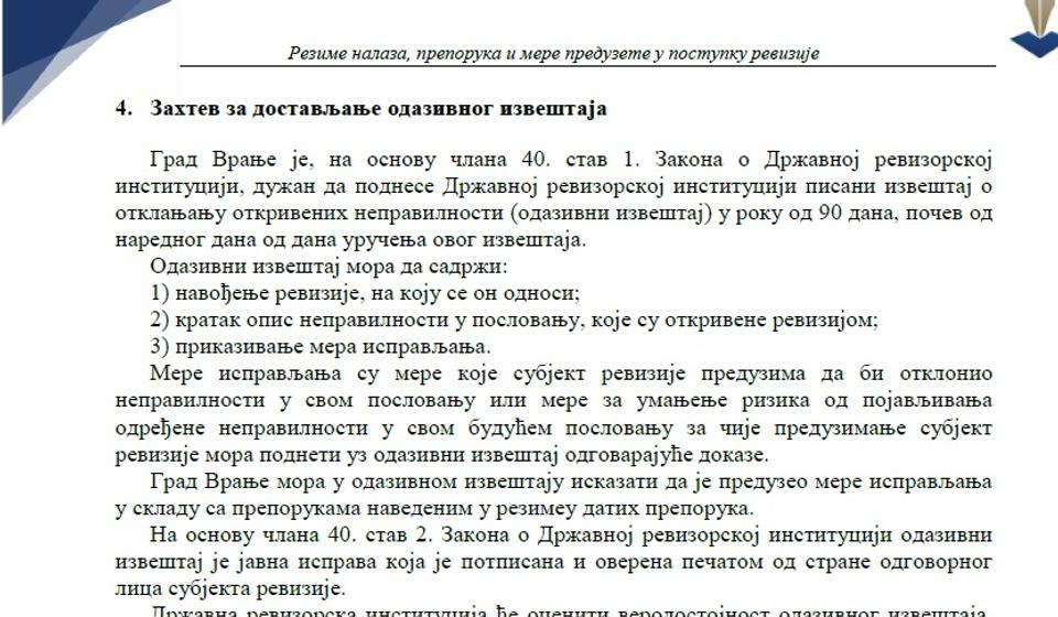 Izvod iz izveštaja DRI. Foto printscreen