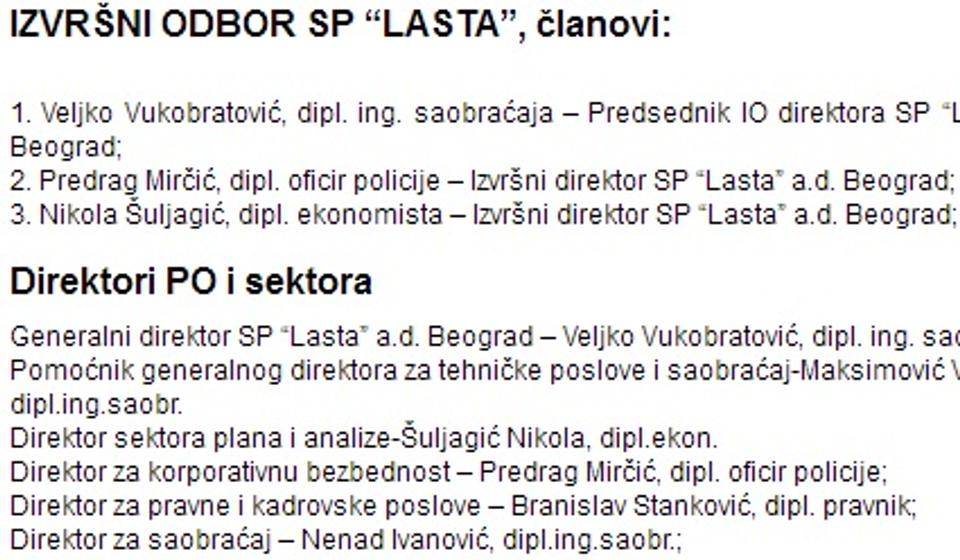 Rukovodstvo kompanije iz septembra 2017 (izvor, www.lasta.rs) @Vranjenews