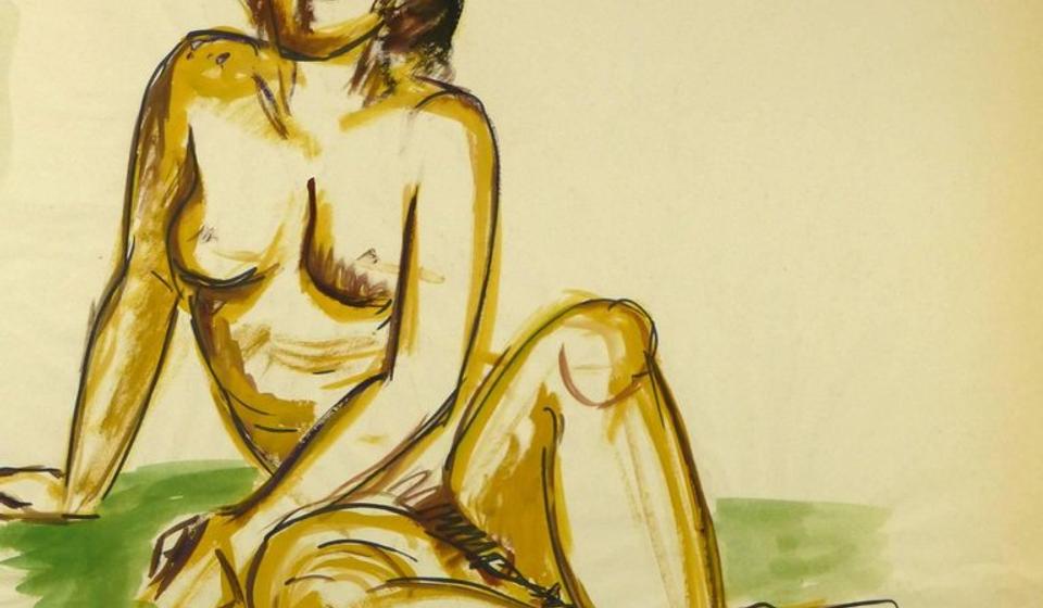 Foto ilustracija (Esther Meyer - Female Nude Sitting on Green)