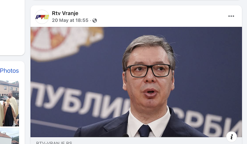 Predsednik je predsednik: Vučić svakodnevno u programima RTV doo. Foto Facebook (zvanična stranica portala RTV) 