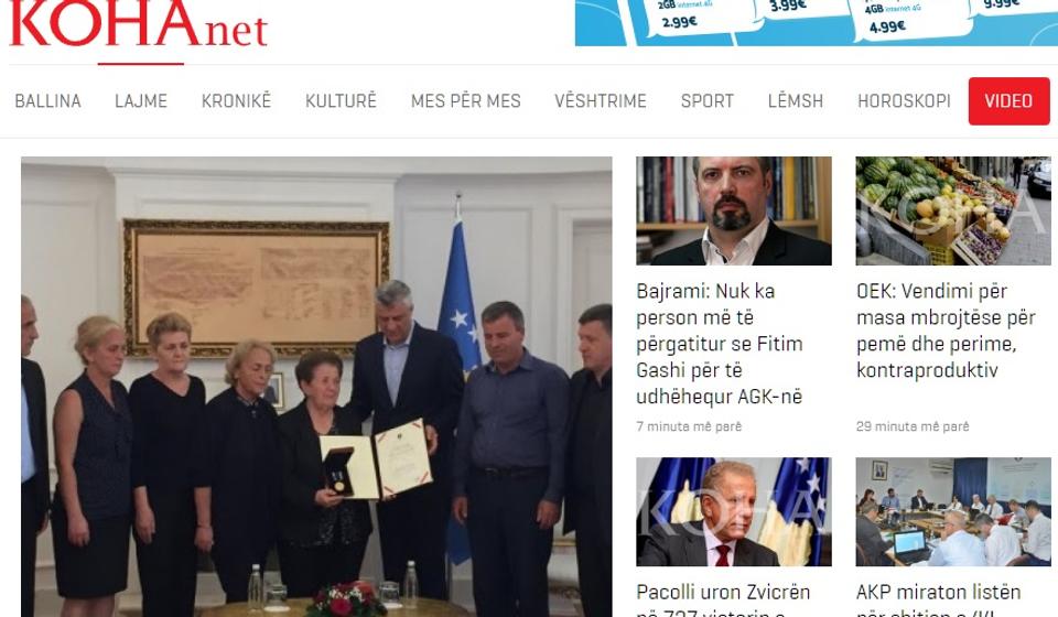 Informaciju je objavio albanski portal Koha ditore. Foto screenshot