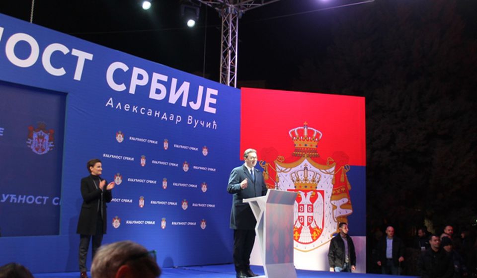 Aleksandar Vučić na prošlogodišnjem mitingu u Vranju. Foto Vranje News