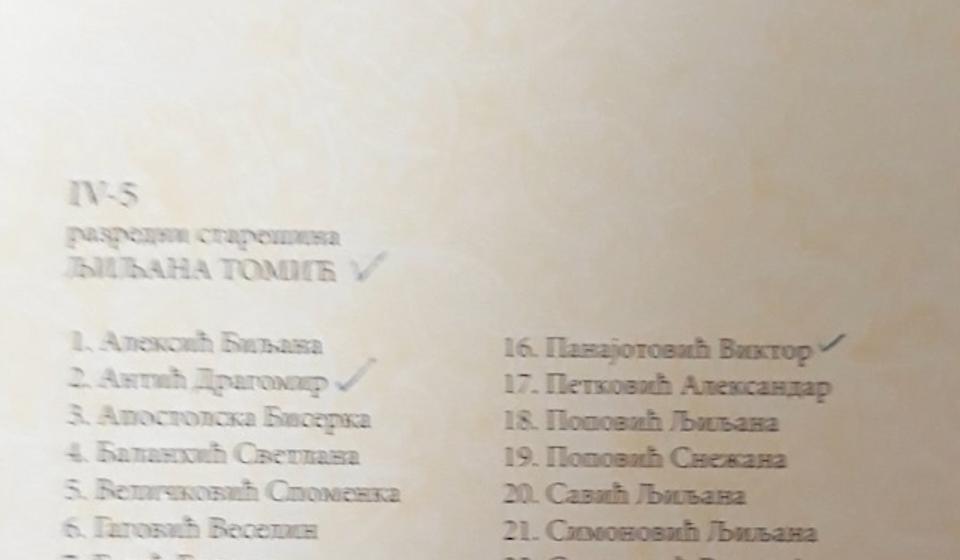 Odeljenje IV5. Foto printscreen Vranje news (klik na spisak za puni prikaz)