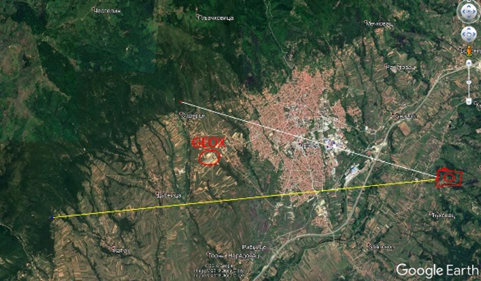 Lokacije koje su bile pod požarom u utorak prepodne. Printscreen Google Earth