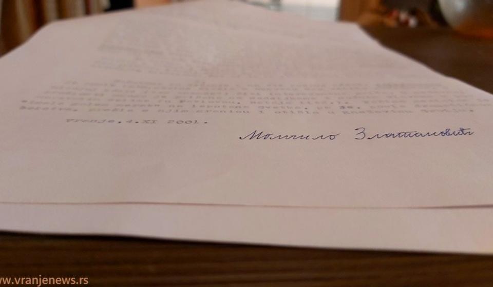 Detalj iz Zlatanovićevog rukopisa. Foto Vranje NewsFoto Vranje News