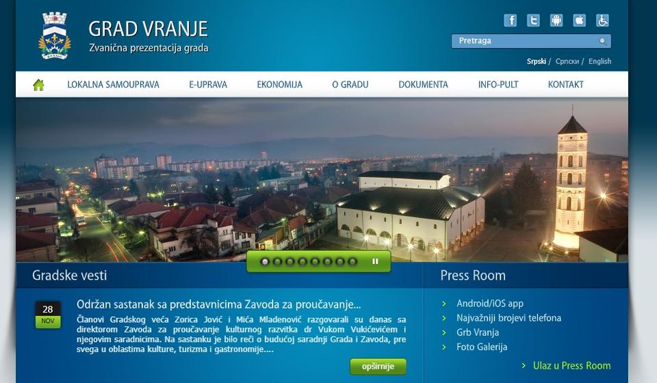 Ovako izgleda aktuelna verzija gradskog veb sajta. Foto printscreen