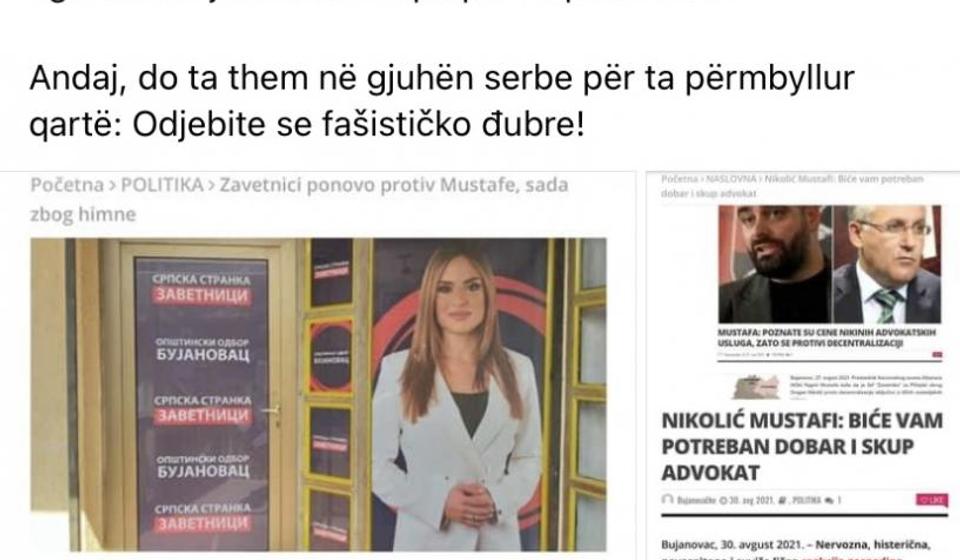 Mustafin post na Fejsbuku (klik na sliku za uvećanje). Foto printscreen Bujanovačke