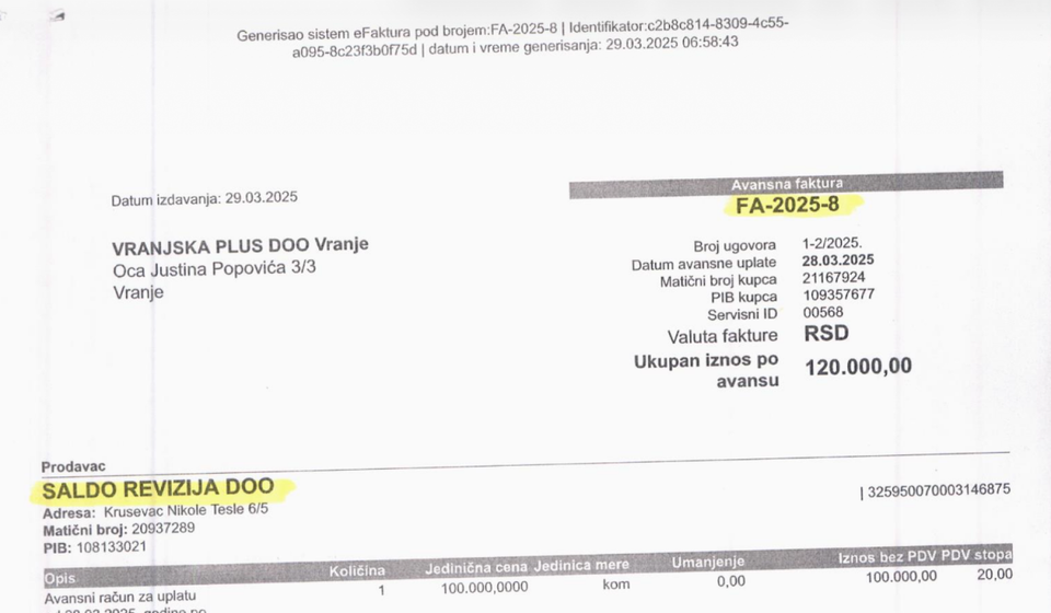 Hiljadu evra za reviziju