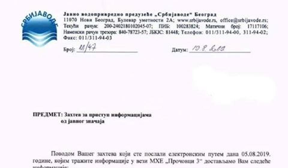 Dokument Srbijavoda. Foto printscreen