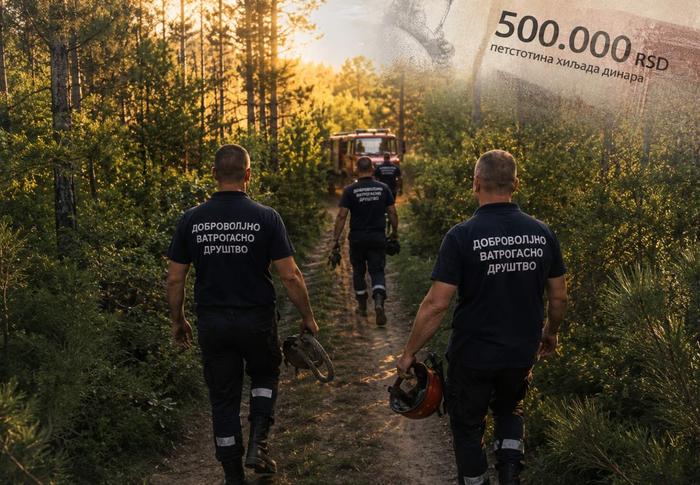Građani finansiraju dobrovoljne vatrogasce sa pola miliona dinara. Foto AI ilustracija