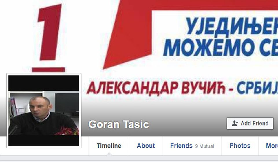 Screenshot, Fejsbuk profil Gorana Tasića