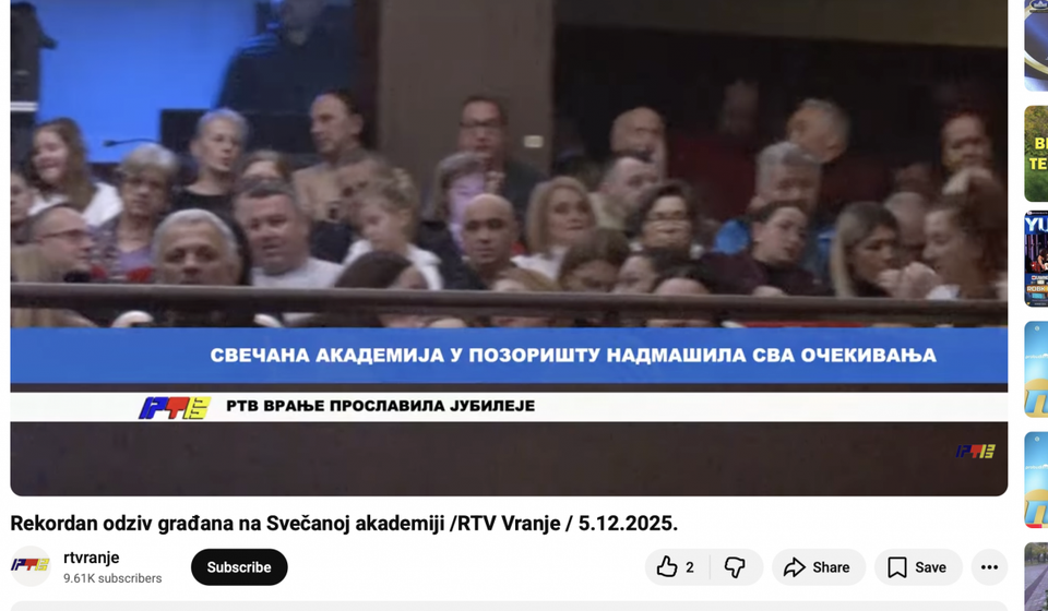 Niked više gledalaca nego na Načičkanoj blasfemiji: bake, deke, strinke i ujaci se raspitivali koji je događaj u pitanju. Foto printscreen YouTube/kanal RTV doo
