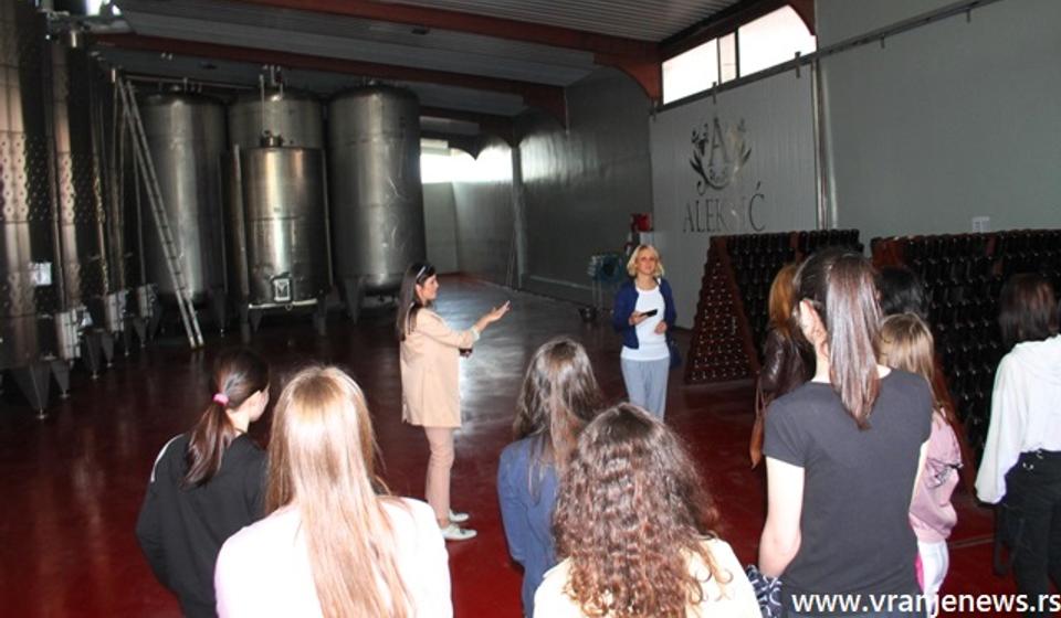 Biti žena i uspeti u poslu: Maja Aleksić sa učenicama i profesorkama Zmajeve škole. Foto VranjeNews