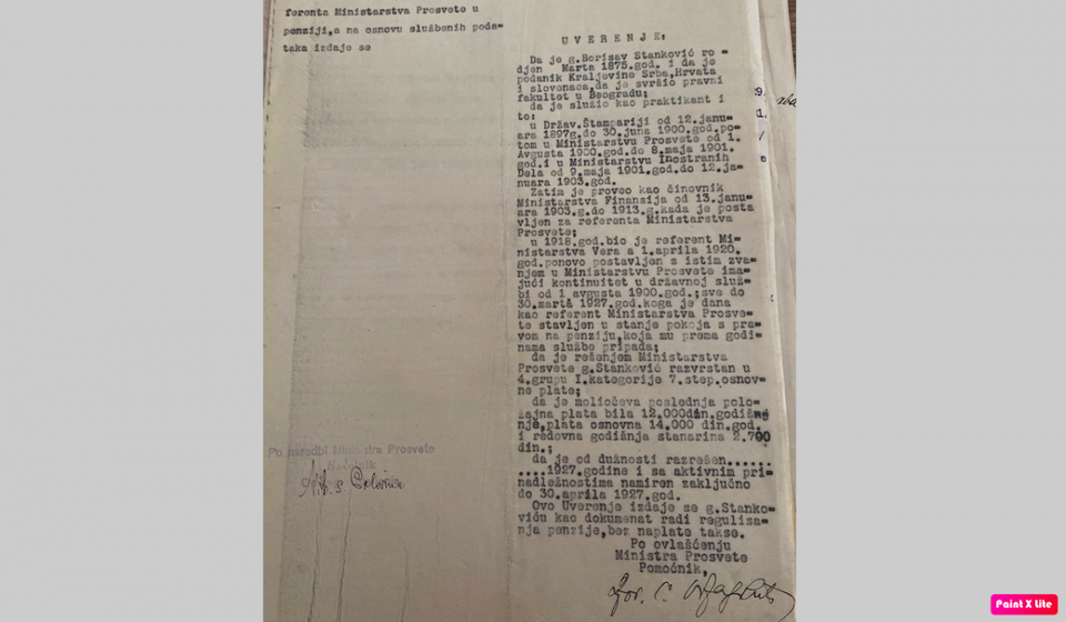 U uverenju Ministarstva prosvete stoji da je rođen marta 1875. Foto arhiva T.R.S.