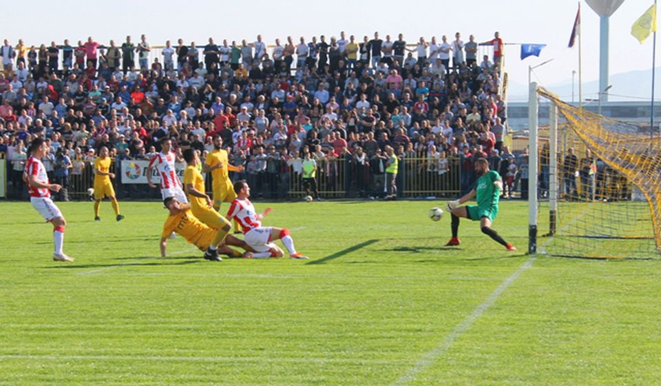 Gol Stojiljkovića za 0:1. Foto VranjeNews