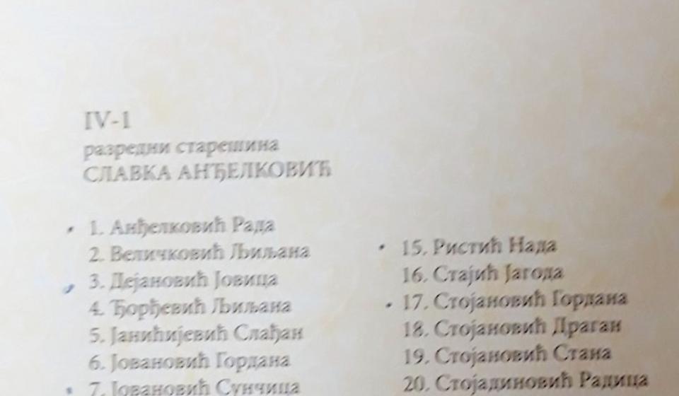 Odeljenje IV1. Foto printscreen Vranje news (klik na spisak za puni prikaz)