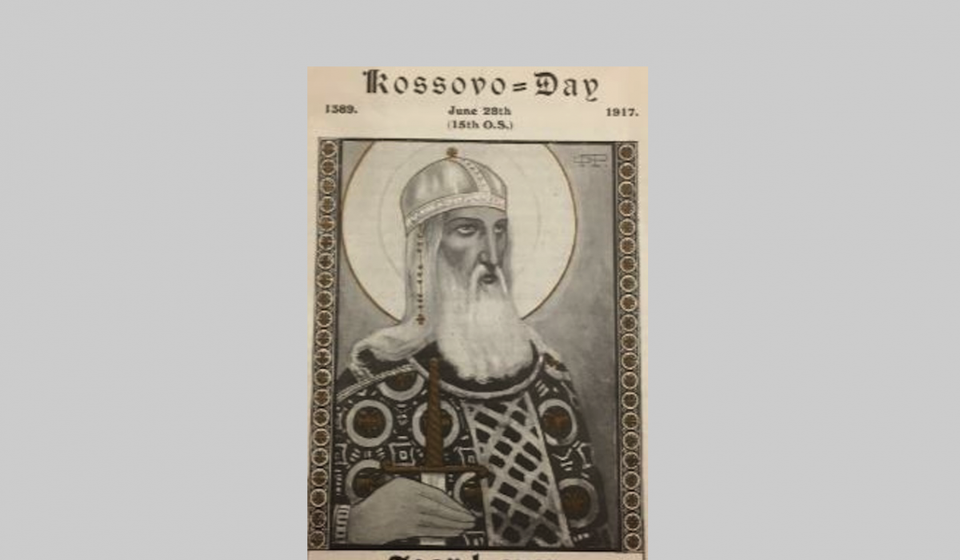 Kosovski dan slavio se u Americi na Vidovdan 1917. Fotografija se nalazi u zaostavštini Malvine Hofman  u Geti muzeju u Los Anđelesu. Foto arhiva T.S.