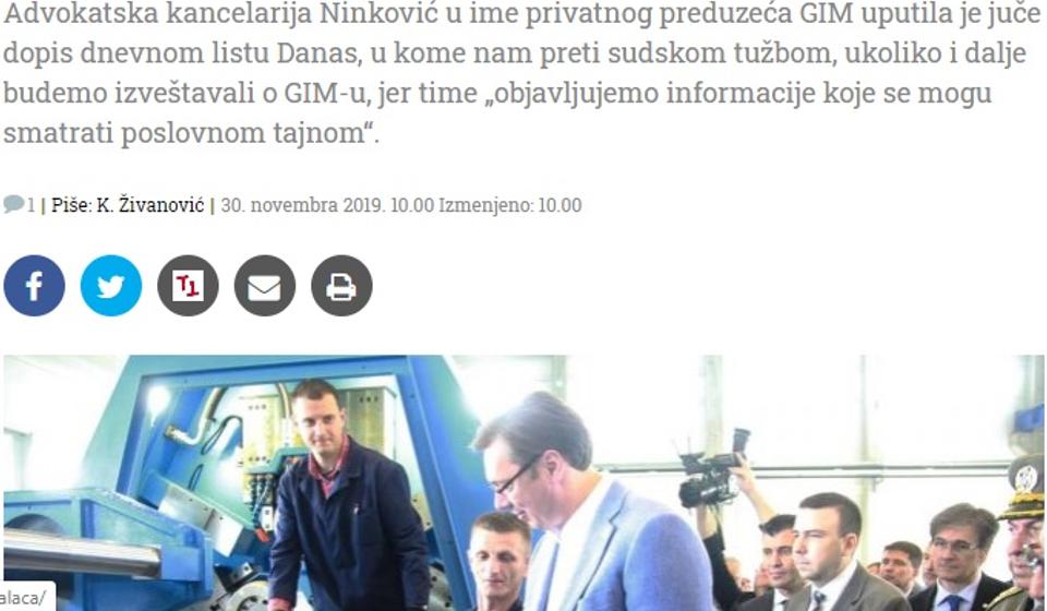 Foto printscreen Danas