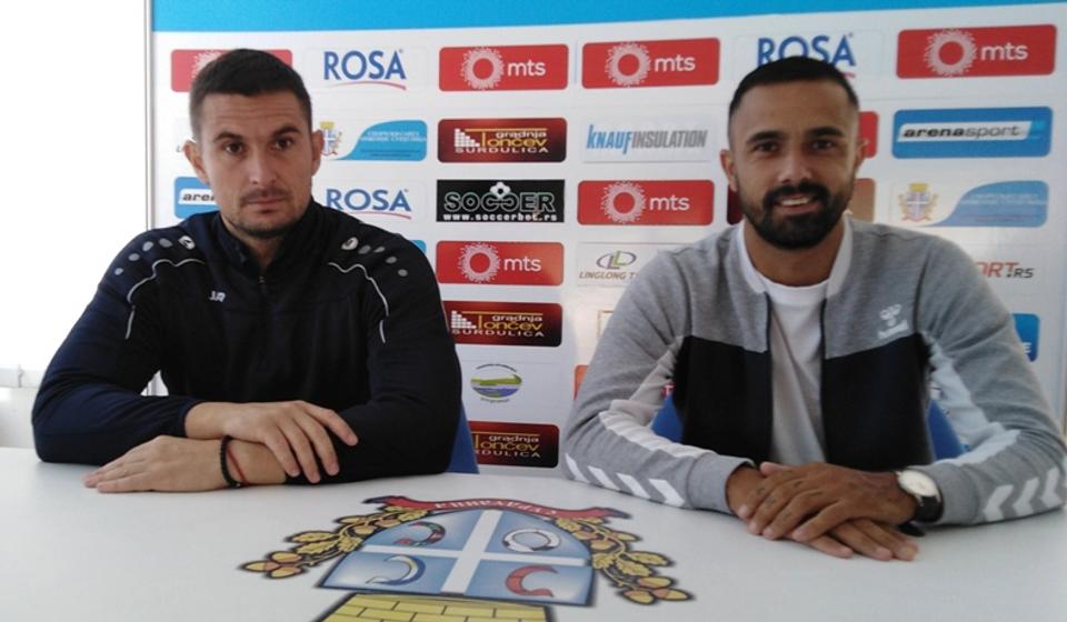 Slavoljub Đorđević i Zoran Danoski pred novinarima. Foto FK Radnik