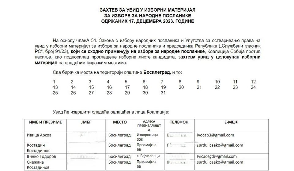 Dopis ka OIK-u u Bosilegradu. Foto printscreen Vranje News