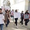 Sa današnjeg protesta maturanata vranjske gimnazije. Foto Vranje news