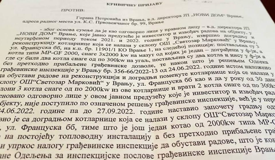 Deo navoda iz krivične prijave stranke Srbija centar. Foto printscreen Vranje News