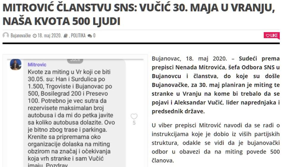 Foto printscreen Bujanovačke