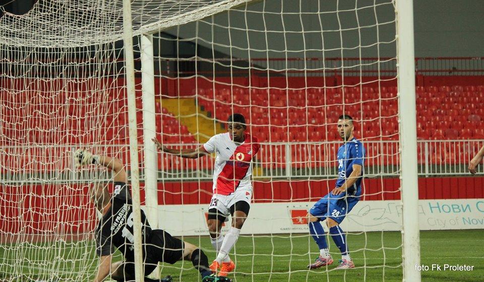 Leandro Pinto postiže izjednačujući gol za Novosađane. Foto FK Proleter