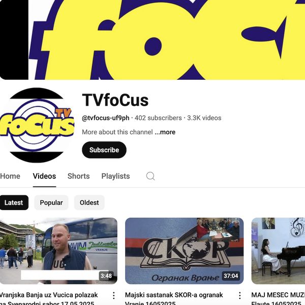 Foto printscreen naslovne stranice RTV Fokus na You tube-u