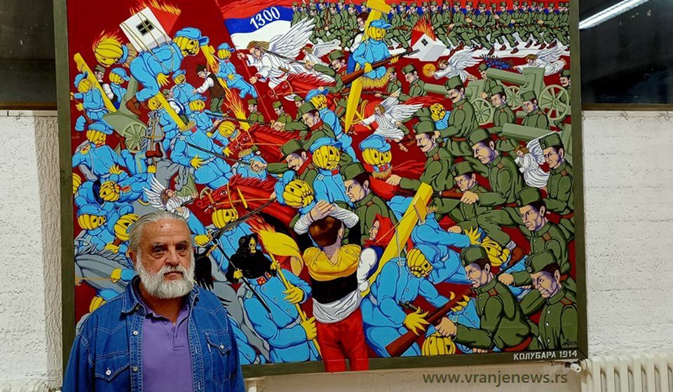 Miro Stefanović u Vranju, ispred poslednje slike iz ciklusa koju je završio pre oko mesec dana. Foto Vranje News