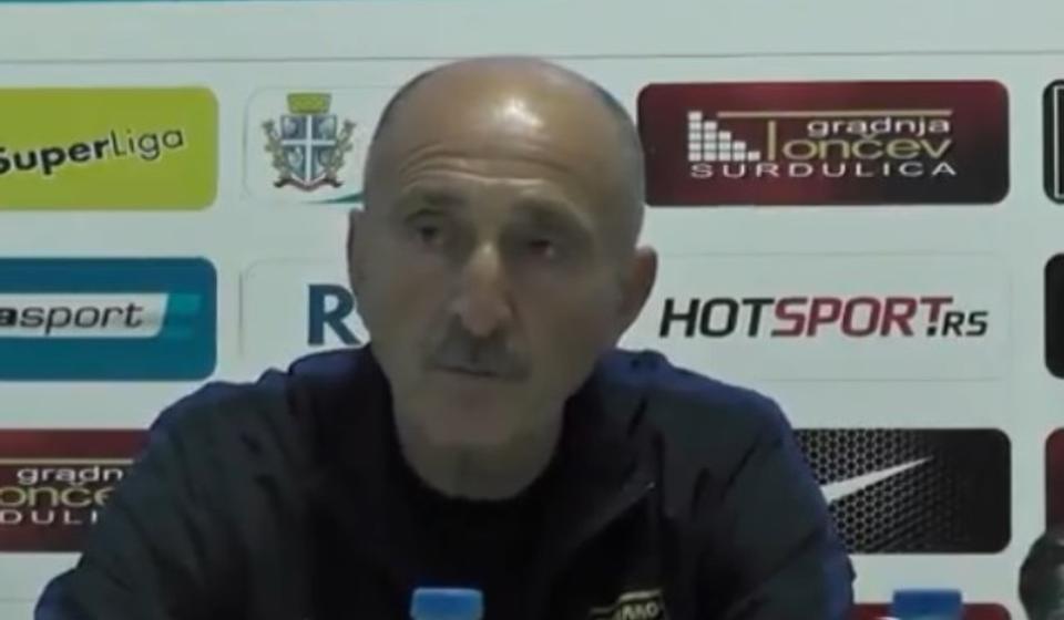 Radmilo Jovanović na konferenciji za novinare posle utakmice. Foto Super liga screenshot