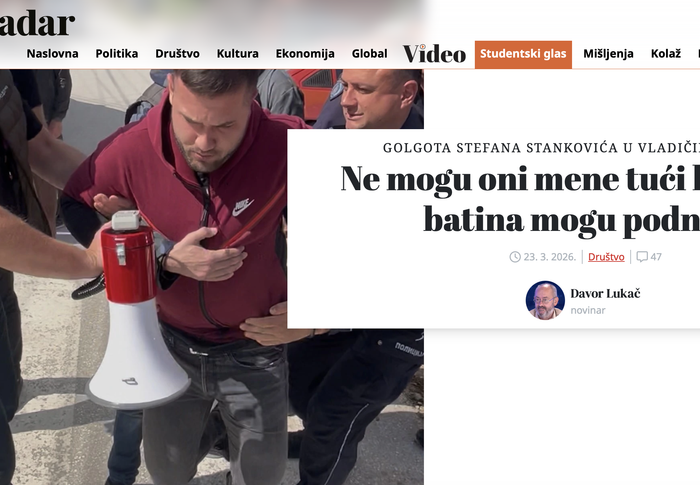 Jedan od organizatora protesta u Vladičinom Hanu. Foto Stefan Stanković/Radar