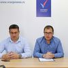 Pavlović, Ristić i Zlatković (s leva na desno) na konferenciji za medije posle saznanja o odbačaju prijave protiv četvorice članova SNS. Foto Vranje News