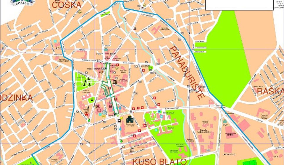 Mapa plave i pešačke zone na području grada. Foto Grad Vranje