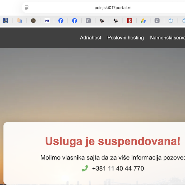 nan veb stranici portala Pčinjski 017 trenutno možete da čitate samo ovo. Foto printscreen Google.rs
