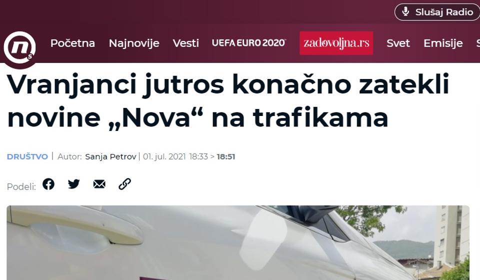 Foto printscreen - portal Nova.rs