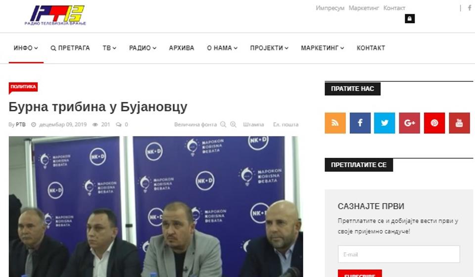 Foto printscreen rtv-vranje.rs
