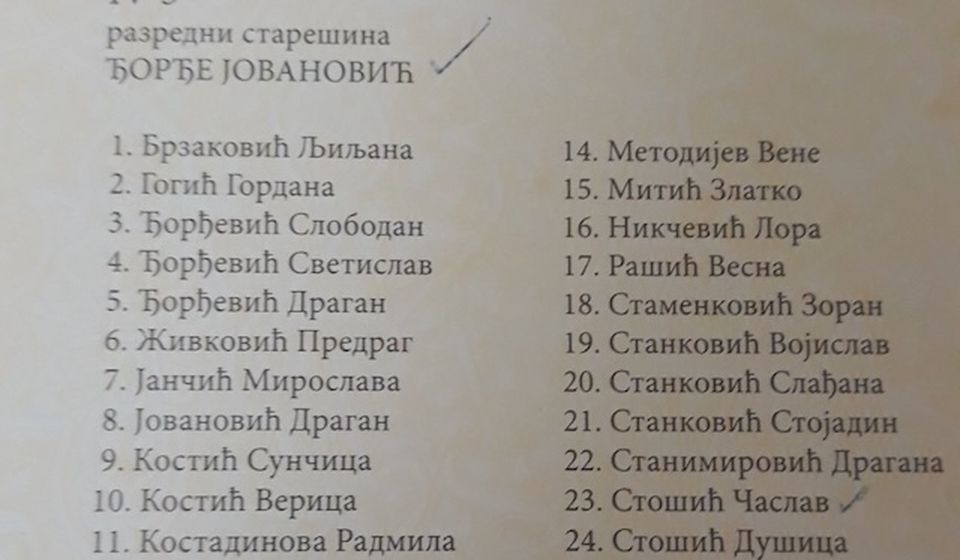 Odeljenje IV3. Foto printscreen Vranje news (klik na spisak za puni prikaz)