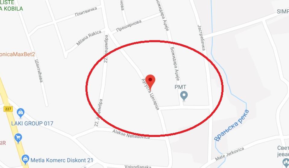 Lokacija na kojoj se dogodila paljevina. Screenshot VranjeNews