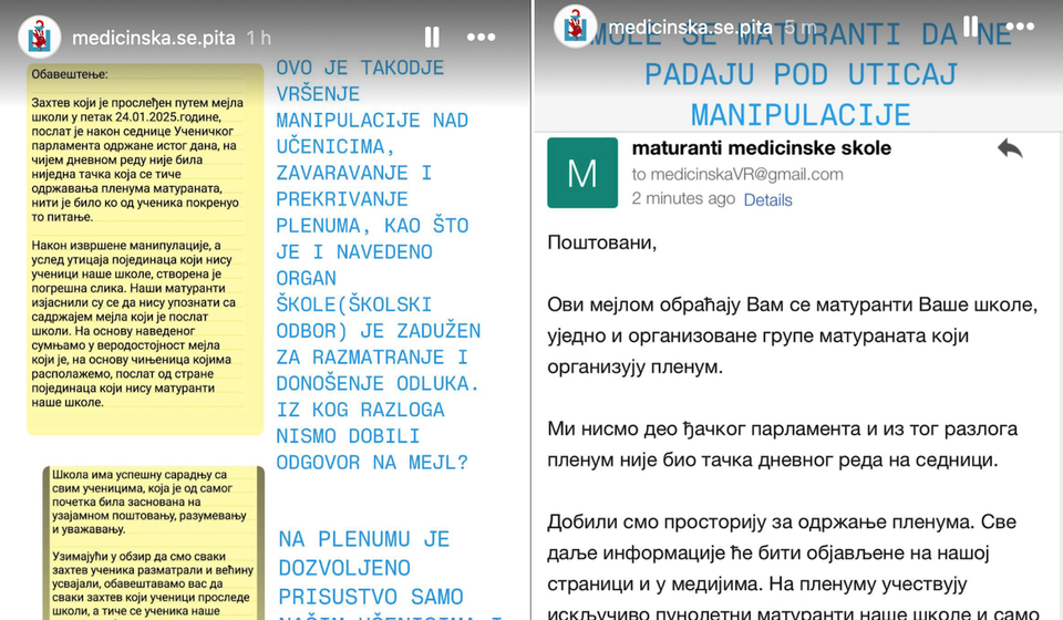 Foto printscreen Medicinska se pita (Instagram)