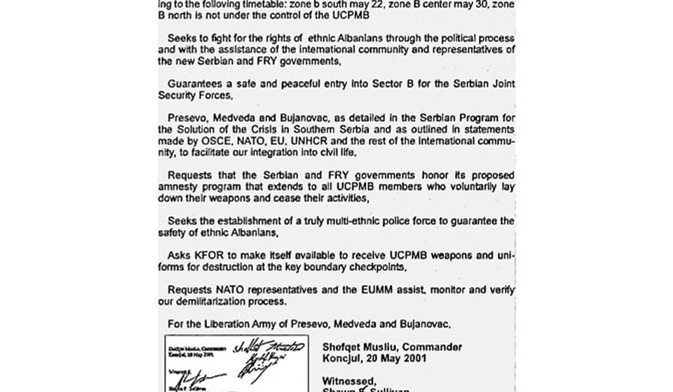 Izjava o demilitarizaciji. Foto printscreen