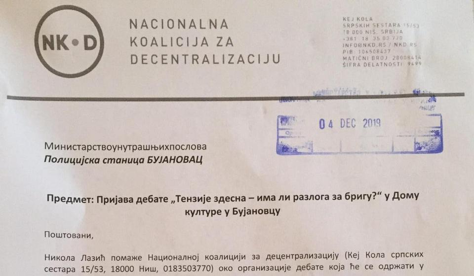 Prijava debate policiji. Foto printscreen