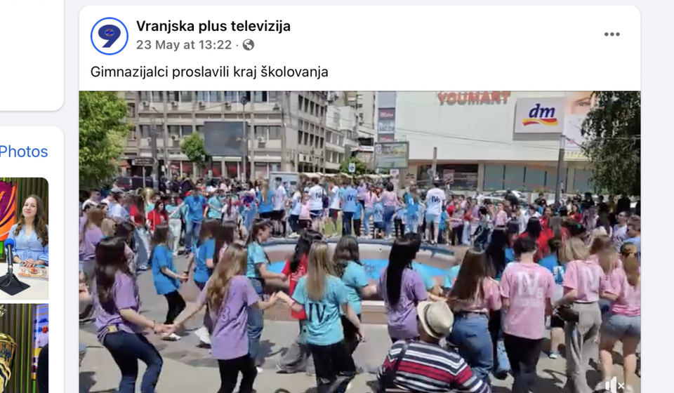 Maturanti gimnazije su lepi samo izdaleka: nikog da Vranjska plus pokani za izjavu. Foto Facebook (zvanična stranica vranjskaplustv.rs)