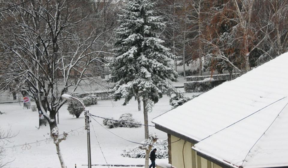 Zimska idila: parkić između Gimnazije i Pedagoškog fakulteta. Foto VranjeNews